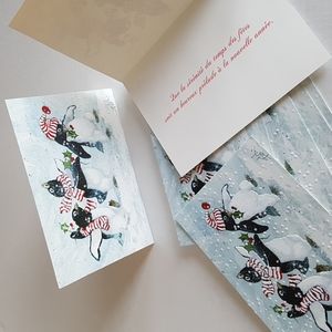 🎅🏼10 pcs Cartes de Noël avec pingouins 5.4"x7 75" pouces